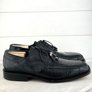 Vntg Bottino Hand Made Crocodile Black Dress Shoes Mens Size 11 Made in Spain